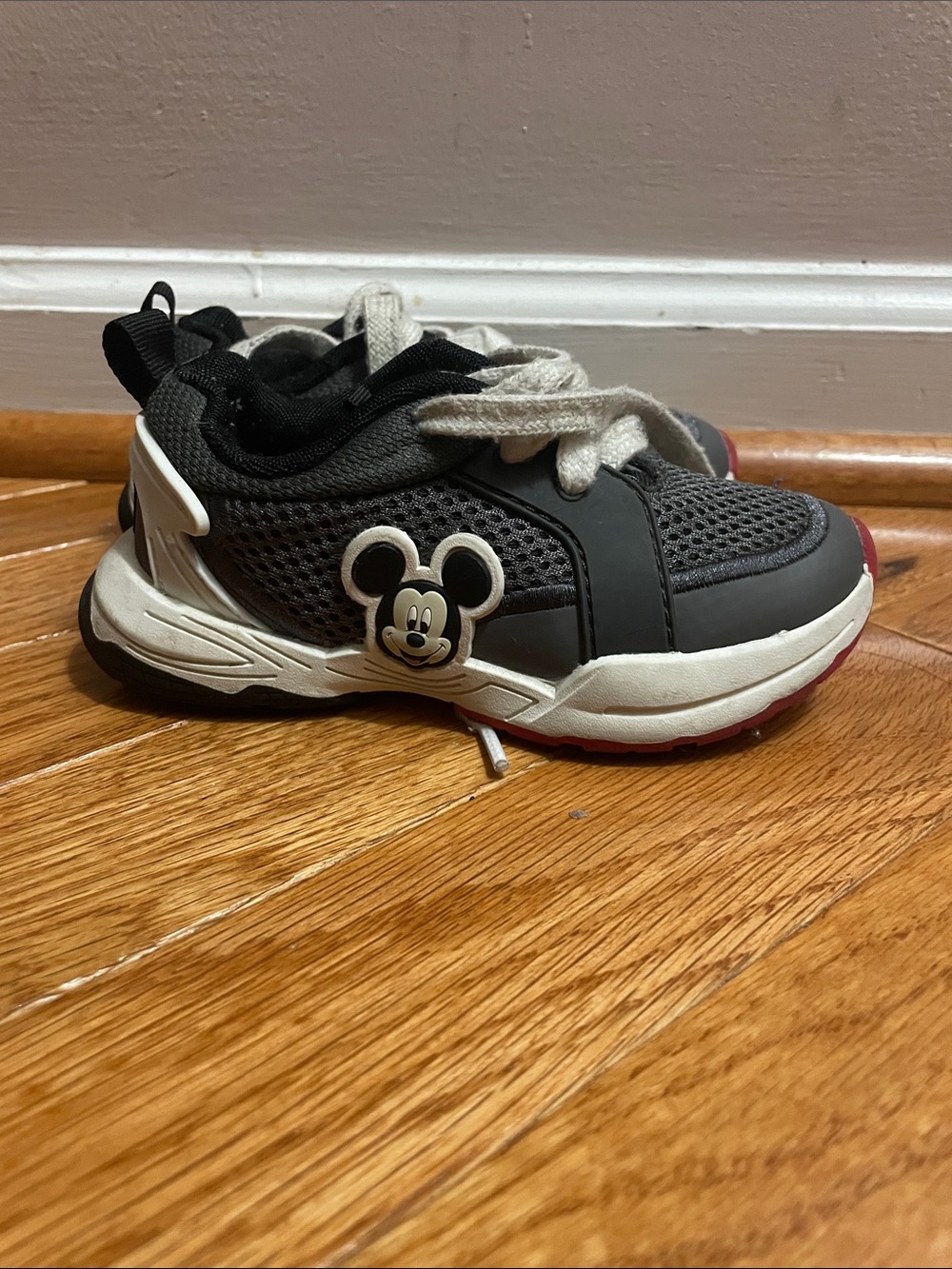 Zara Black, White and Red Kids Sneakers with Character Detail